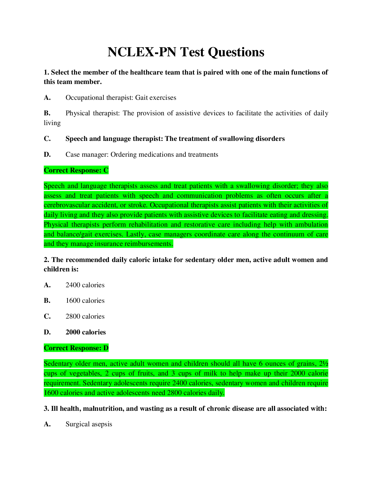 Preview image for NCLEX-PN Test Questions Completed for 2022/2023